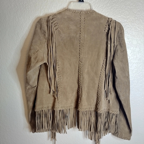 Ecote suede leather festive fringe braids Western cowgirl jacket sz M - Picture 8 of 9